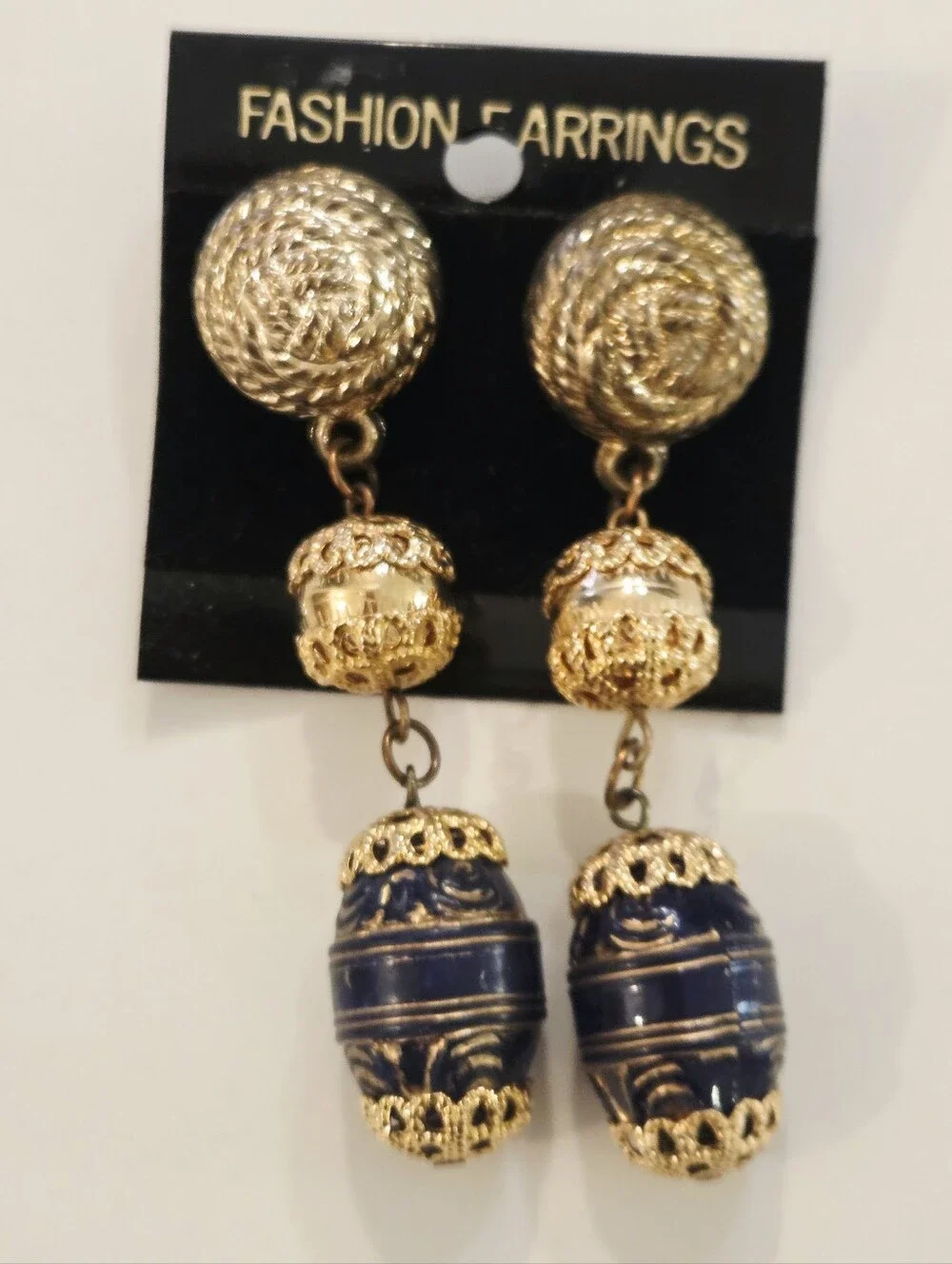 VTG NOS Gold Waterfall Chandelier Clip on Pierced Earrings 80 90s Runway Lot 6